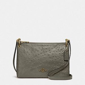 NWT Coach Mia Ostrich Double Zip Crossbody